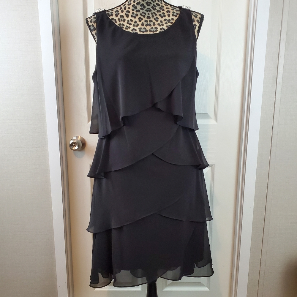 SLNY Tulip Tier Embellishment Dress